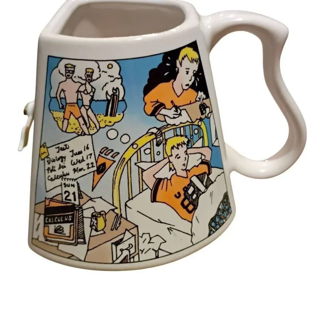 Rare Vintage 1987 Decision Breakers Coffee Mug School College Gift Cup with Spin